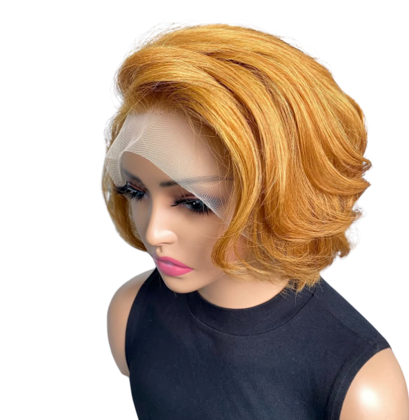 Peluca Bob 13x4 Color Naranja de 10 Pulgadas Peluca Vibrante, Estilo Moderno y Elegante