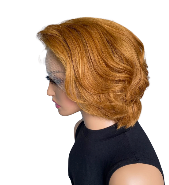 Peluca Bob 13x4 Color Naranja de 10 Pulgadas Peluca Vibrante, Estilo Moderno y Elegante