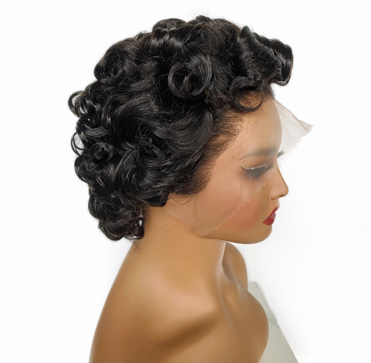 Peluca Pixie Bob 13x6 con Encaje Transparente NTR, Color Natural, Estilo Chic y Moderno